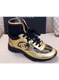 Chanel CC Logo High-top Sneakers G35060 Gold/Black 2019 AQ04180