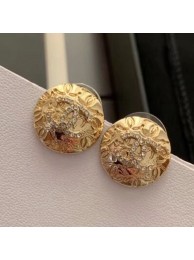 Chanel CC Metal Round Stud Earrings Gold/Crystal 2019 Collection AQ01593