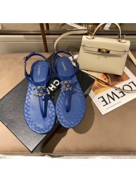 Chanel Chain CC Logo Thong Sandals denim blue 2020 AQ02420