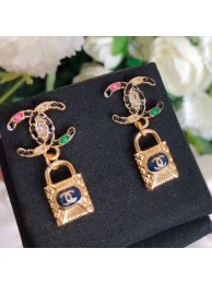 Chanel Chain Leather CC Lock Short Earrings AB3020 2019 Collection AQ01277