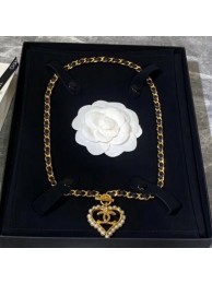 Chanel Chain Leather Heart Pendant Long Necklace 2019 Collection AQ04157