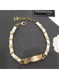 Chanel Chain Leather Tag Choker Necklace White 2019 Collection AQ03506