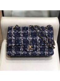 Chanel Check Tweed Medium Flap Bag A01112 Blue 2019 Collection AQ02631