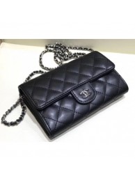 Chanel Classic Clutch with Chain WOC Bag A84512 Lambskin Black/Silver 2018 AQ04366