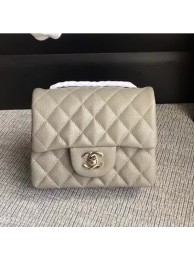 Chanel Classic Flap Mini Bag A1115 in Caviar Leather Grey with Silver Hardware AQ03808