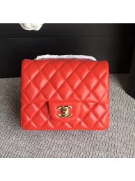 Chanel Classic Flap Mini Bag A1115 in Lambskin Leather Red with Golden Hardware AQ03382