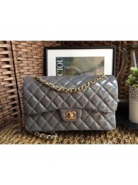 Chanel Classic jumbo Flap Bag 1113 gray in patent leather with gold Hardware AQ02100