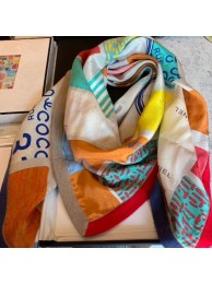 Chanel Coco Silk Twill Square Scarf 110x110cm Beige 2020 Collection Scarf AQ04225