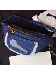 Chanel Cotton and Shearling Sheepskin Waist/Belt Bag Blue 2019 Collection AQ00887