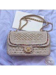 Chanel Crochet Colored Stripe Trim Medium Flap Bag White 2019 Collection AQ01417