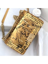 Chanel Crocodile Embossed Graffiti Leather Medium Boy Flap Bag A67086 Gold 2019 Collection AQ01665