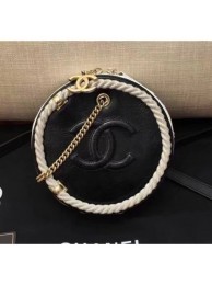 Chanel Crumpled Calfskin/Cotton Small Round Bag AS50075 Black 2019 AQ02577