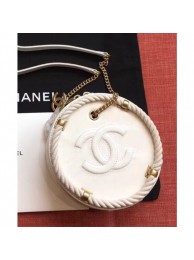 Chanel Crumpled Calfskin/Cotton Small Round Bag AS50075 White 2019 AQ02388