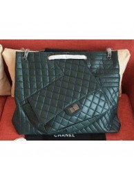 Chanel Crumpled Calfskin Patchwork Shopping Tote Bag Dark Green 2019 AQ01206