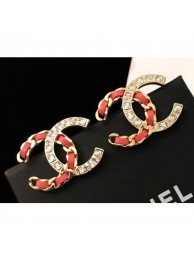 Chanel Crystal and Leather CC Earrings Red/Crystal/Gold 2018 AQ03867