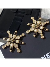 Chanel Crystal and Pearl Snowflake Stud Earrings AB2323 White/Black 2019 Collection AQ01883