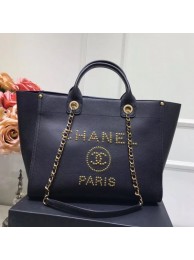 Chanel Deauville Grained Calfskin Medium Shopping Bag A57067 Black/Gold 2019 Collection AQ04033