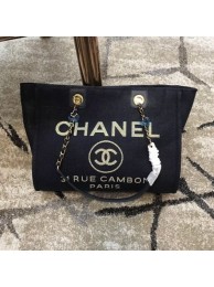 Chanel Deauville Lurex Canvas Medium Shopping Bag A93786 Navy Blue/Gold 2019 Collection AQ02903