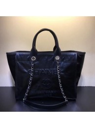 Chanel Deauville Vintage Waxed Calfskin Medium Shopping Bag Black 2019 Collection AQ01492