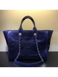 Chanel Deauville Vintage Waxed Calfskin Medium Shopping Bag Blue 2019 Collection AQ01647