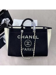 Chanel Deauville Wool Felt Medium Shopping Bag A93786 Black 2019 Collection AQ02436