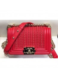 Chanel Embroidered Boy Small Flap Bag Red 2019 AQ03368