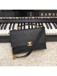 Chanel flap bag Grained Calfskin & Gold-Tone Metal AS0305 black AQ02637