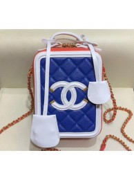 Chanel Grained Calfskin CC Filigree Vanity Case Bag AS0988 Blue 2019 AQ03740