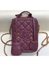 Chanel Grained Calfskin CC Filigree Vanity Case Bag AS0988 Burgundy 2019 AQ02684