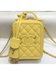 Chanel Grained Calfskin CC Filigree Vanity Case Bag AS0988 Yellow 2019 AQ00857