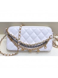 Chanel Lambskin All About Chains Clutch With Chain Bag White 2019 AQ01611