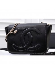 Chanel Lambskin CC Logo Flap Bag AS0321 Black 2019 AQ01134