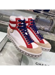 Chanel Lambskin Chain Leather High-top Sneakers G35600 White 2019 Collection AQ02550