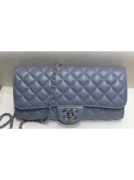 Chanel Lambskin Classic Flap Clutch Bag with Chain Gray 2019 AQ03730