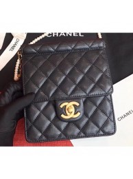 Chanel Lambskin with Imitation Pearls Mini Flap Bag AS0580 Black 2019 AQ00651