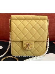 Chanel Lambskin with Imitation Pearls Mini Flap Bag AS0580 Yellow 2019 AQ01240
