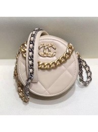 Chanel Maxi-Quilted Lambskin Round Clutch with Chain Apricot 2019 Collection AQ01894