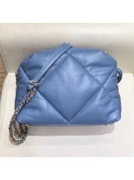 Chanel Maxi Quilted Lambskin Small Bowling Shoulder Bag AS0781 Blue 2019 Collection AQ04137