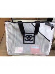 Chanel Mesh and PVC Shopping Tote Small Bag White 2019 AQ00801