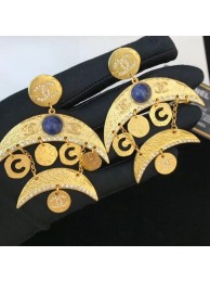 Chanel Metal Moon Short Earrings AB1599 Gold/Blue 2019 Collection AQ02028
