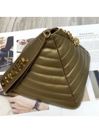 Chanel Metallic Lambskin Quilted Stripes Pyramid Clutch Bag AS0688 Gold 2019 Collection AQ02783