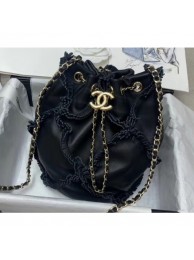Chanel Patchwork Small Drawstring Bucket Bag AS1613 Black 2020 AQ01673