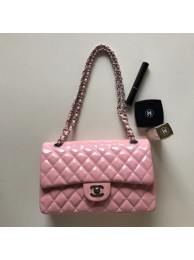 Chanel Patent Calfskin Medium Classic Flap Bag A1112 Pink(Silver Hardware) Collection AQ03135