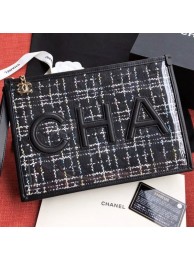 Chanel PVC and Tweed Large Pouch AP0360 Black 2019 Collection AQ02881
