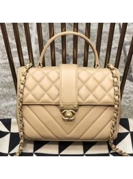 Chanel Quilted and Chevron Calfskin Flap Bag with Top Handle AS0804 Beige 2019 Collection AQ03345