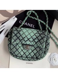 Chanel Quilted Denim Small Flap Bag Green 2020 Collection AQ03663
