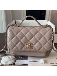 Chanel Quilted Grained Calfskin Mini Messenger Flap Top Handle Bag A93067 Grey 2019 Collection AQ03988