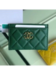 Chanel Quilted Lambskin Chain CC Card Holder AP0731 Green 2019 Collection AQ03863