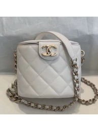 Chanel Quilted Lambskin Chain Round Vanity Case AS1355 White 2019 Collection AQ02512