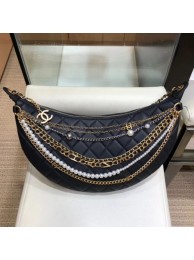 Chanel Quilted Lambskin Chain Tassel Hobo Bag AS0774 Black 2019 Collection AQ00679